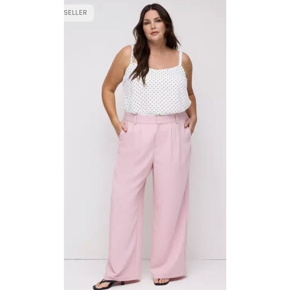 Torrid Wide Leg Studio Crepe High Rise Pant Wide Leg Sz 16 Tall Pink New!